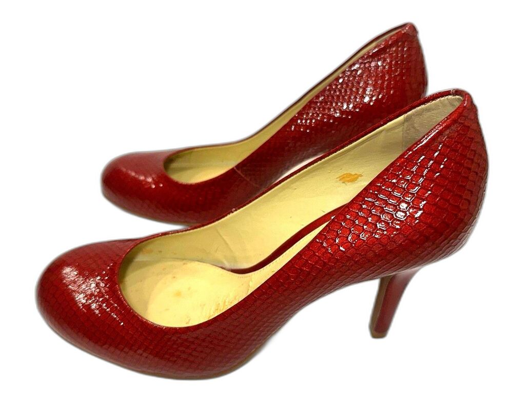 Gianni Bini Becca1 Royal Red Snake Embossed Round Toe Stiletto Pumps Women's 8